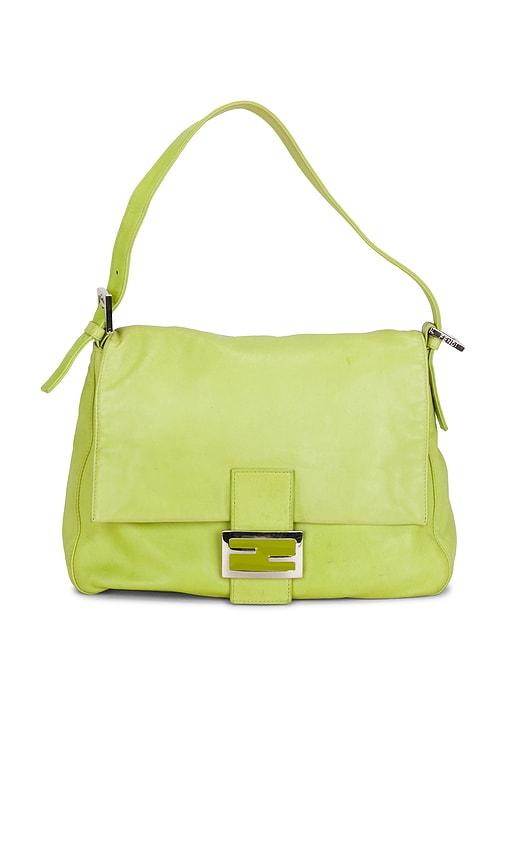 fwrd renew fendi mama baguette shoulder bag in green.