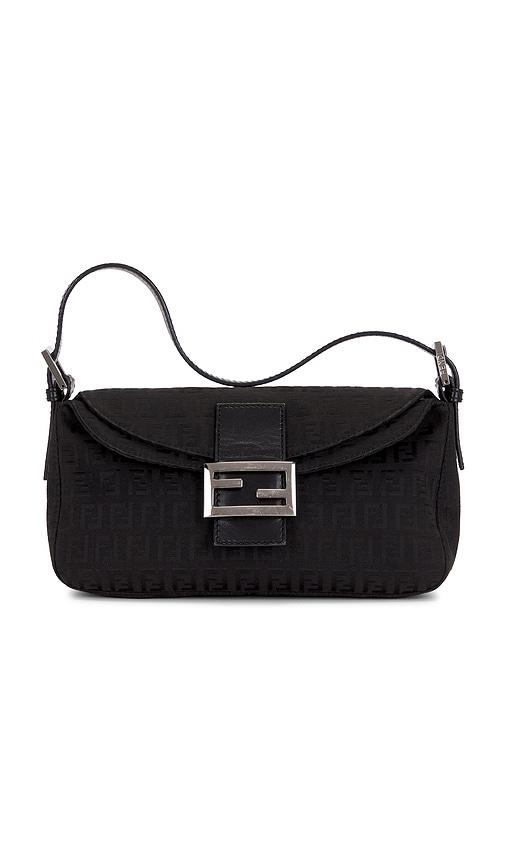 fwrd renew fendi zucca baguette shoulder bag in black.
