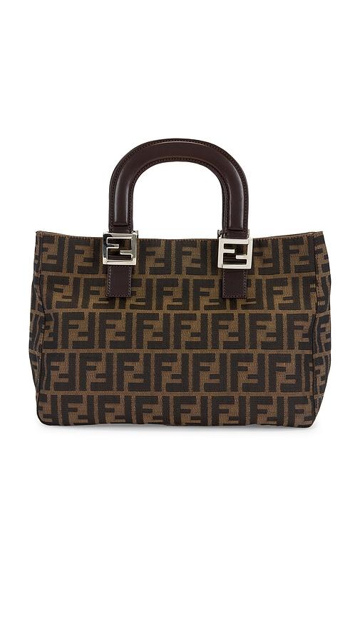 fwrd renew fendi zucca handbag in brown.