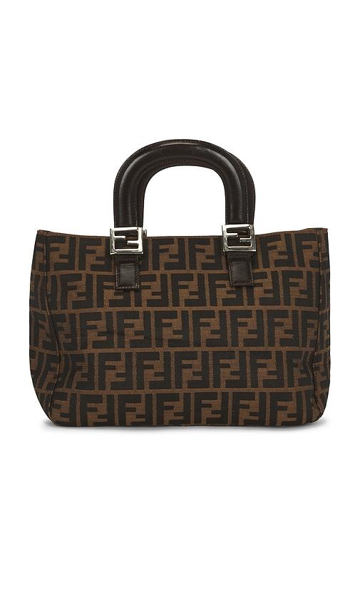 fwrd renew fendi zucca handbag in brown.
