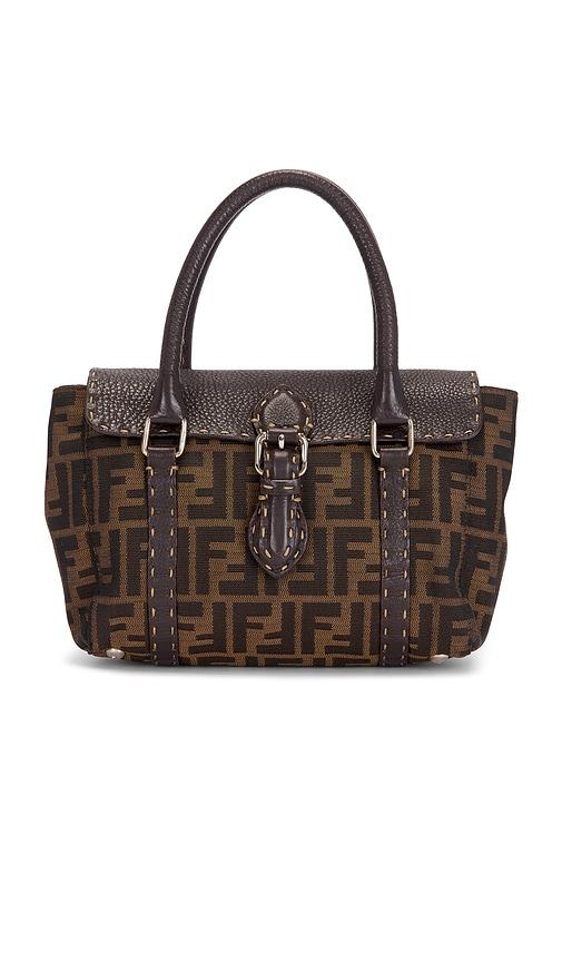 fwrd renew fendi zucca linda handbag in brown.