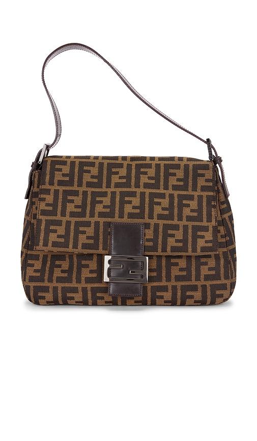 fwrd renew fendi zucca mama baguette shoulder bag in brown.