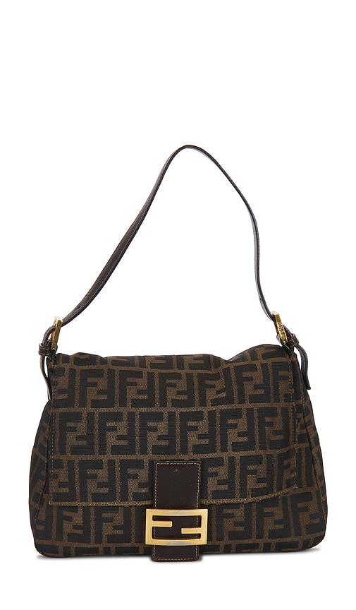 fwrd renew fendi zucca mama forever baguette shoulder bag in brown.