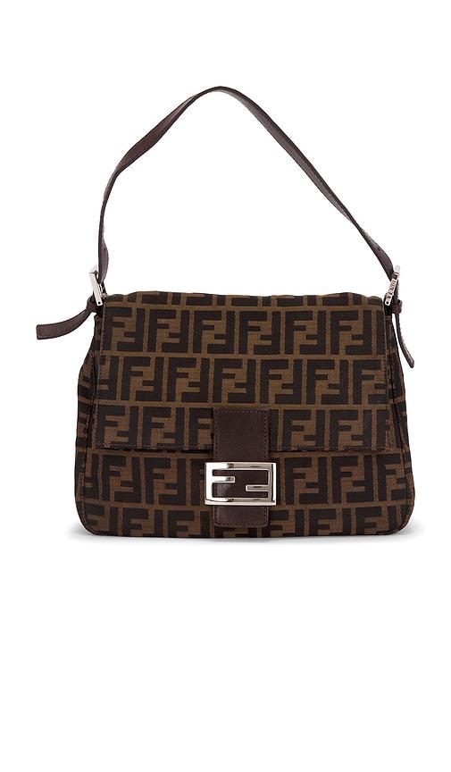 fwrd renew fendi zucca mama forever baguette shoulder bag in brown.