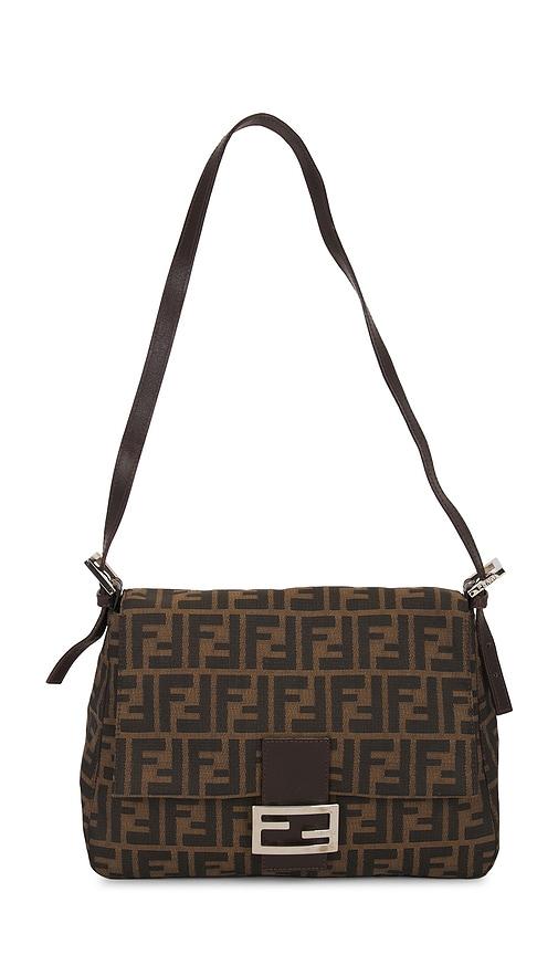 fwrd renew fendi zucca mama forever baguette shoulder bag in brown.