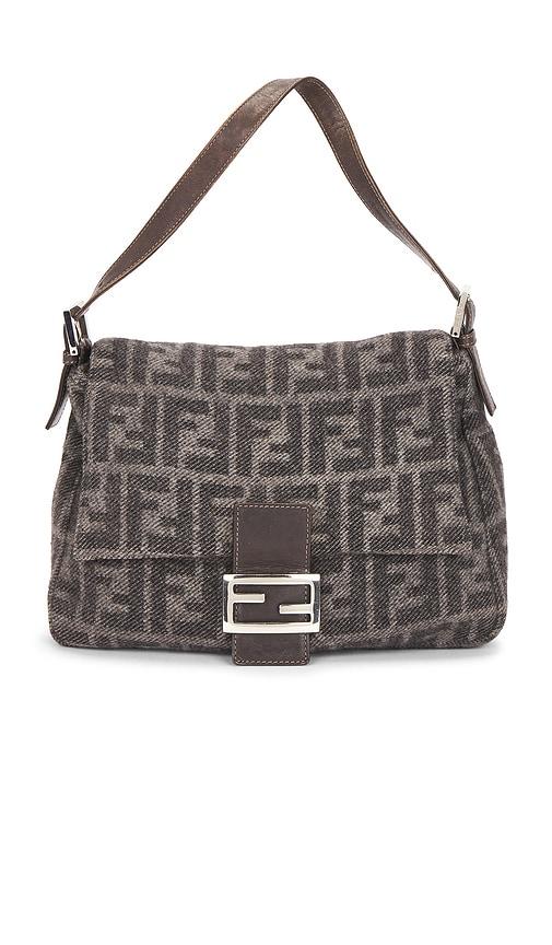 fwrd renew fendi zucca mama forever baguette shoulder bag in grey.