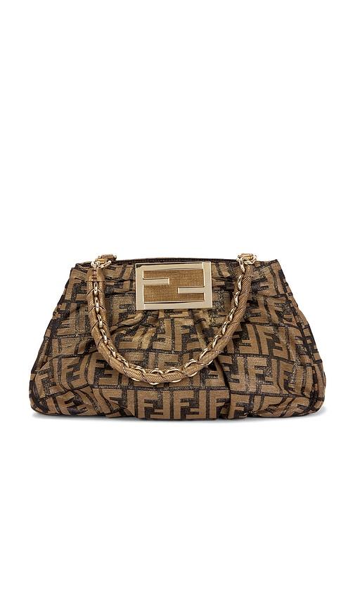 fwrd renew fendi zucca mia tote bag in brown.