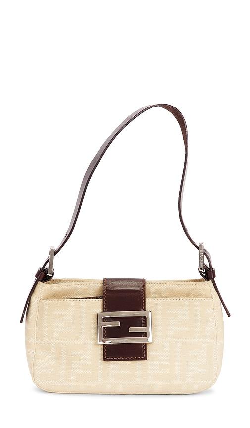 fwrd renew fendi zucca shoulder bag in beige.