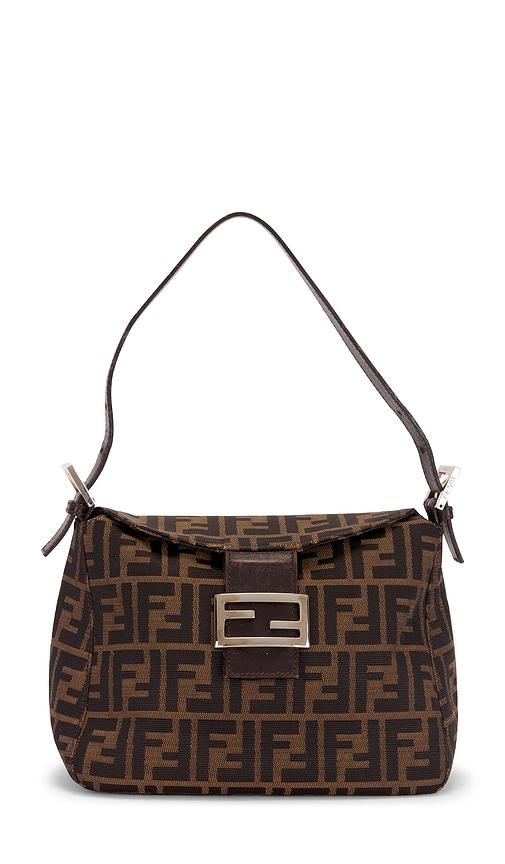 fwrd renew fendi zucca shoulder bag in brown.