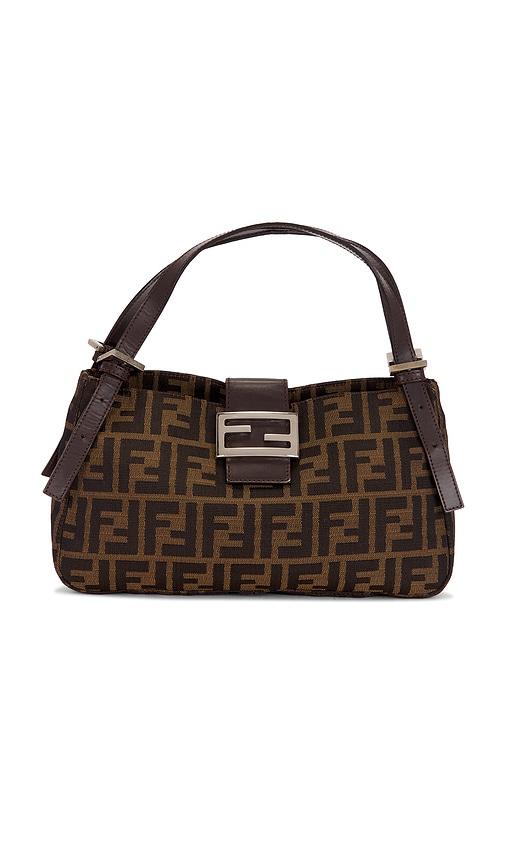 fwrd renew fendi zucca shoulder bag in brown.
