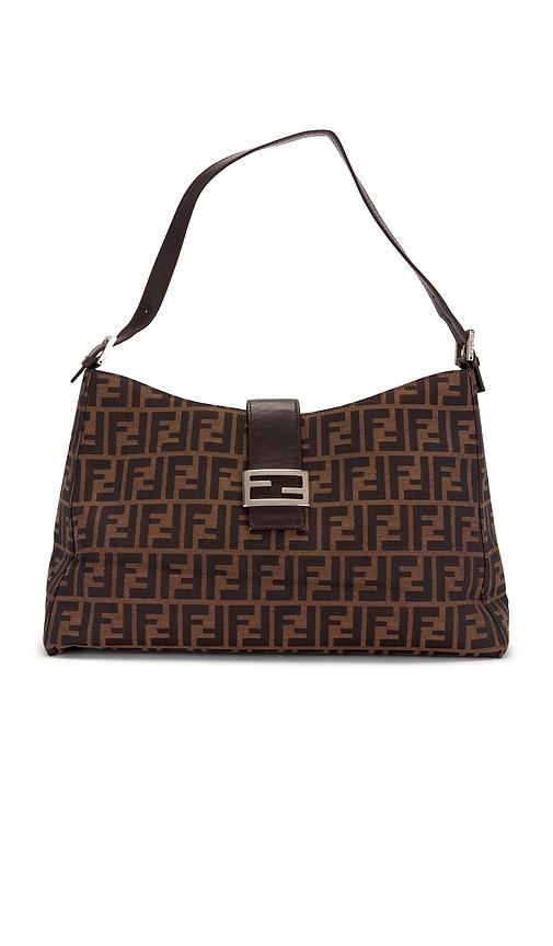 fwrd renew fendi zucca shoulder bag in brown.