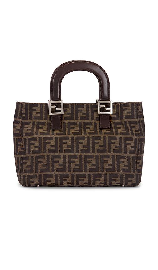fwrd renew fendi zucca tote bag in brown.