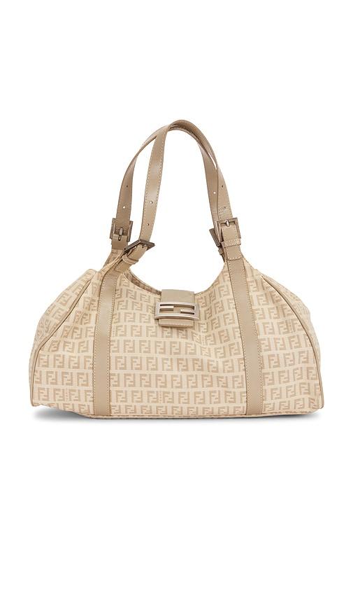 fwrd renew fendi zucchino shoulder bag in neutral.