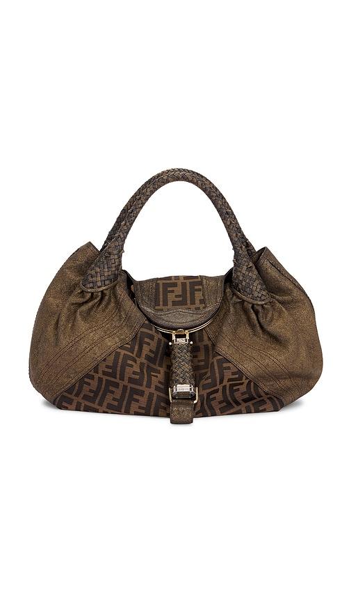 fwrd renew fendi zucchino spy handbag in brown.