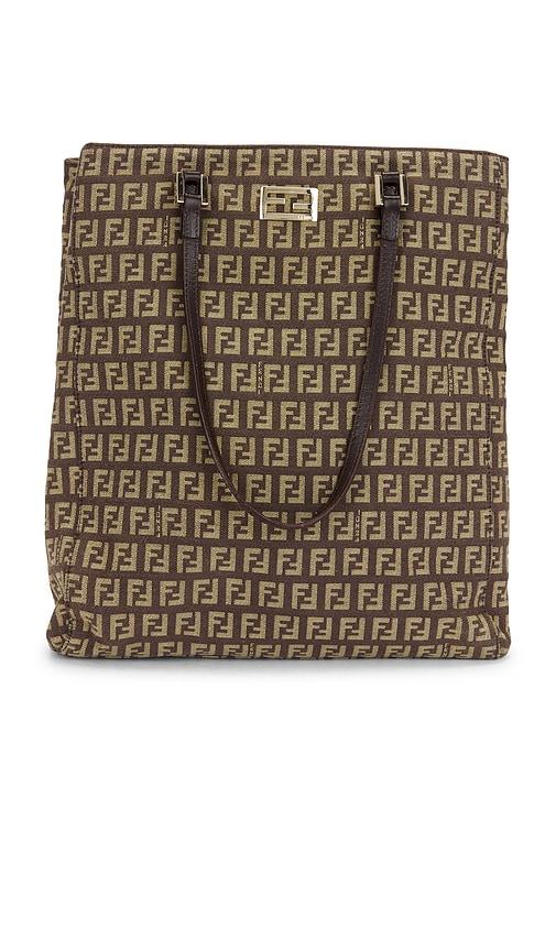 fwrd renew fendi zucchino tote bag in beige.