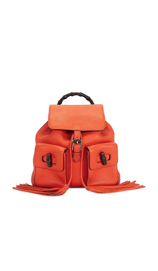 fwrd renew gucci bamboo daily backpack in orange.