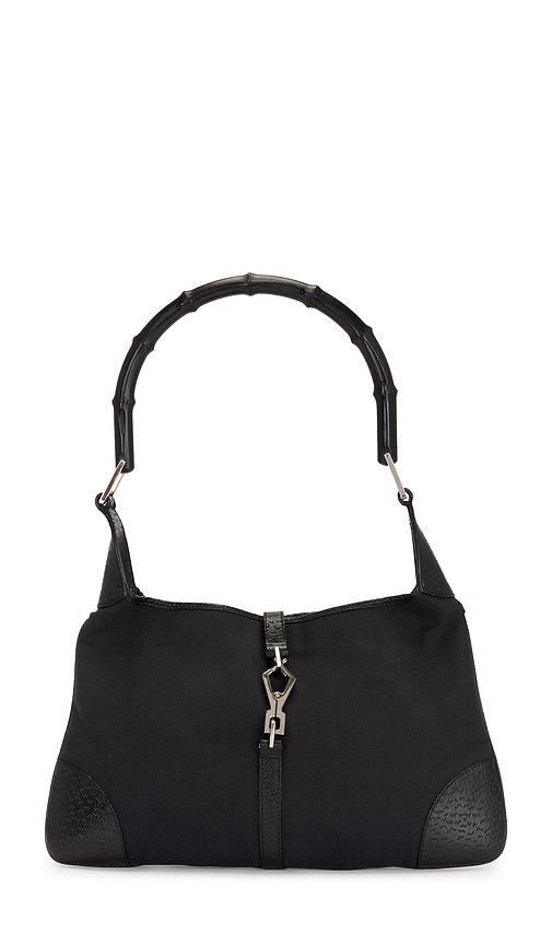 fwrd renew gucci bamboo jackie shoulder bag in black.