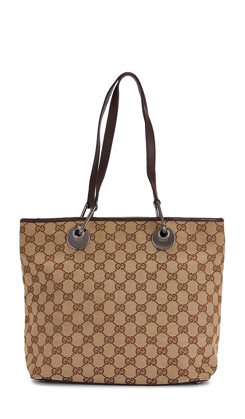 fwrd renew gucci eclipse tote bag in brown.