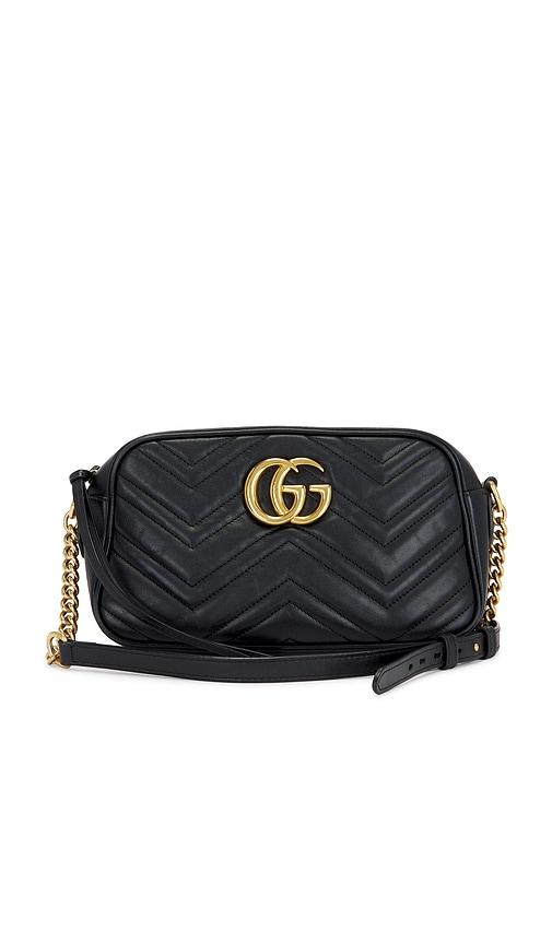fwrd renew gucci gg marmont shoulder bag in black.