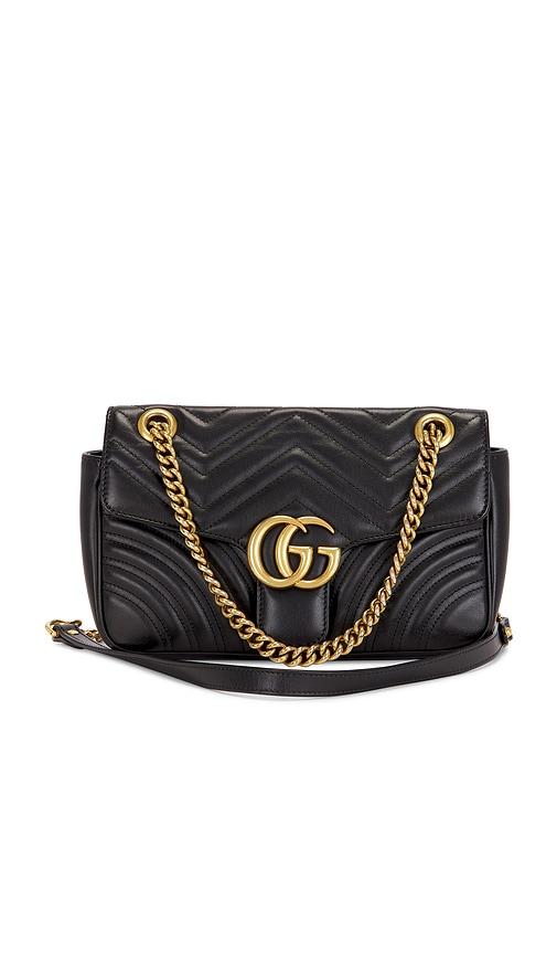 fwrd renew gucci gg marmont shoulder bag in black.