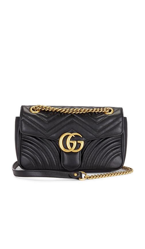 fwrd renew gucci gg marmont shoulder bag in black.
