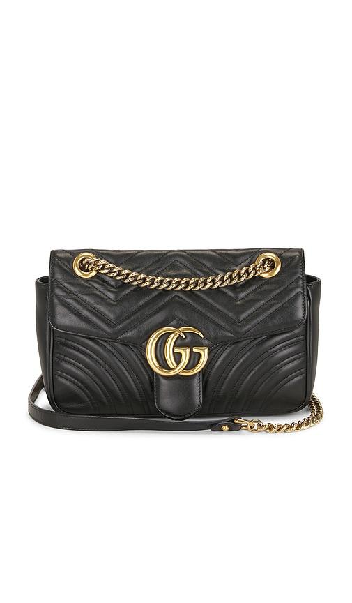 fwrd renew gucci gg marmont shoulder bag in black.