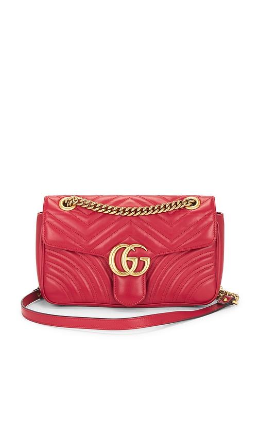 fwrd renew gucci gg marmont shoulder bag in red.