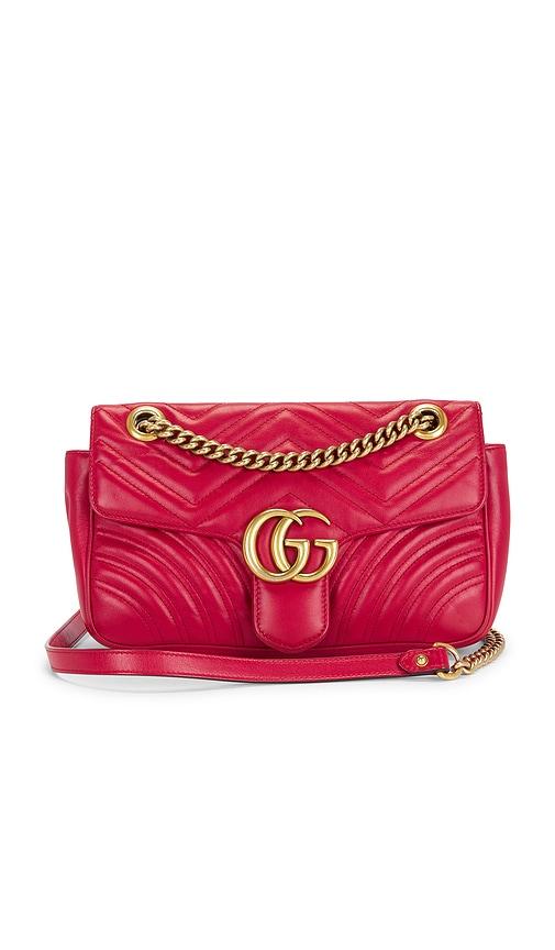 fwrd renew gucci gg marmont shoulder bag in red.