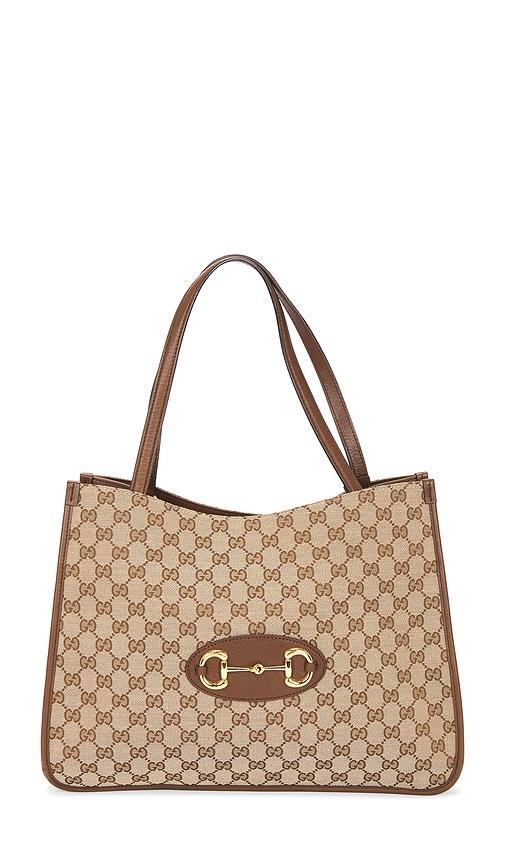 fwrd renew gucci horsebit 1955 tote bag in beige.