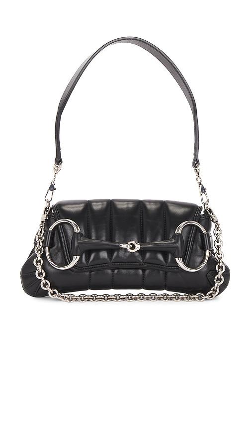 fwrd renew gucci horsebit clutch in black.