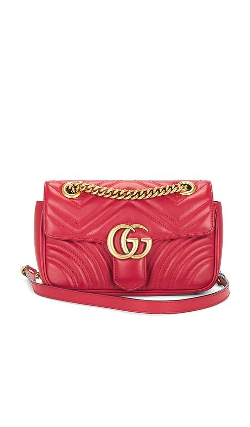 fwrd renew gucci mini gg marmont shoulder bag in red.