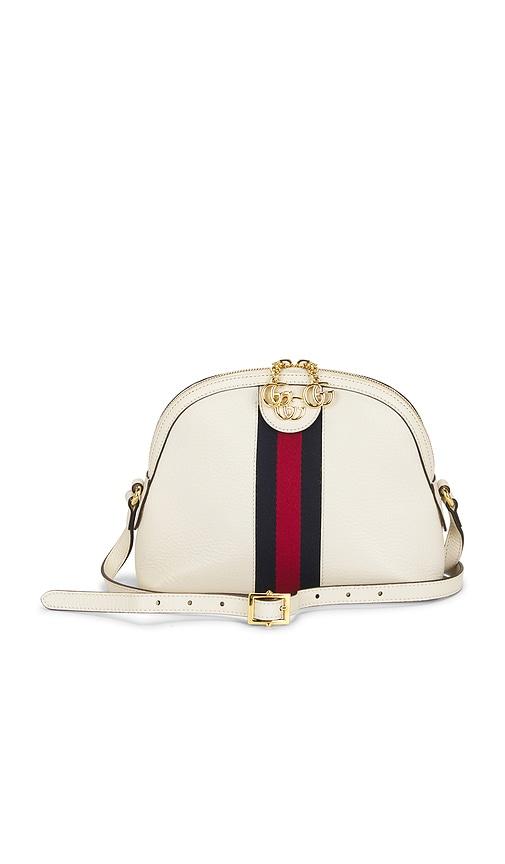 fwrd renew gucci ophidia shoulder bag in ivory.
