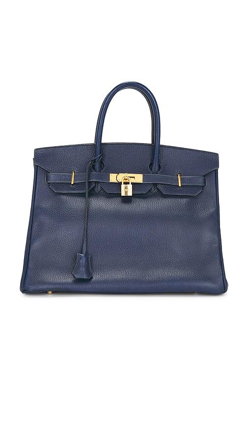 fwrd renew hermes ardennes birkin 35 retourne handbag in blue.