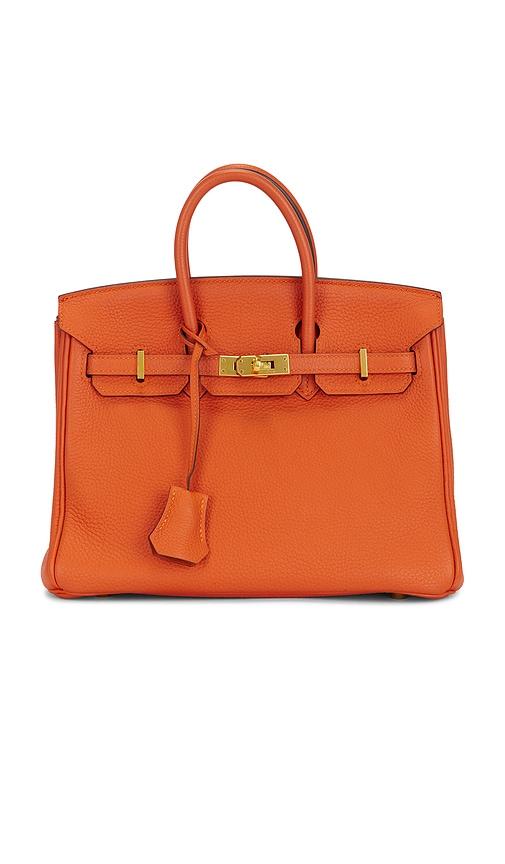 fwrd renew hermes chevre birkin 25 handbag in orange.