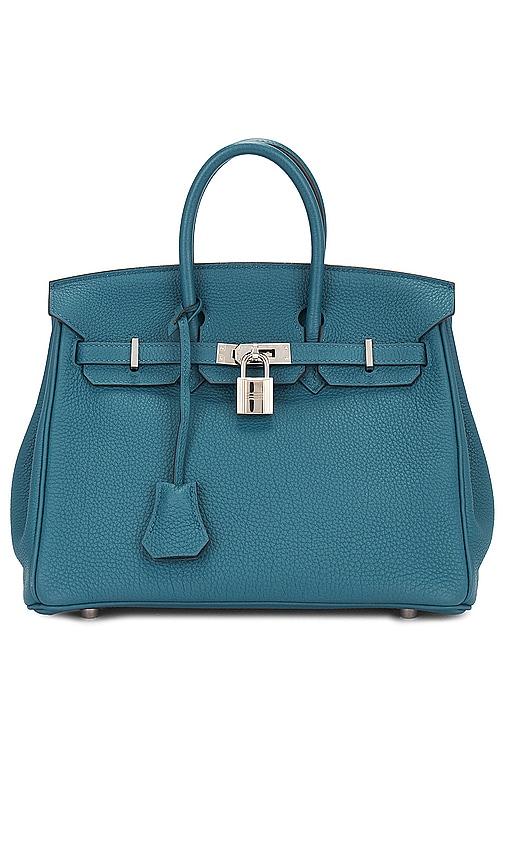 fwrd renew hermes clemence birkin 25 handbag in blue.