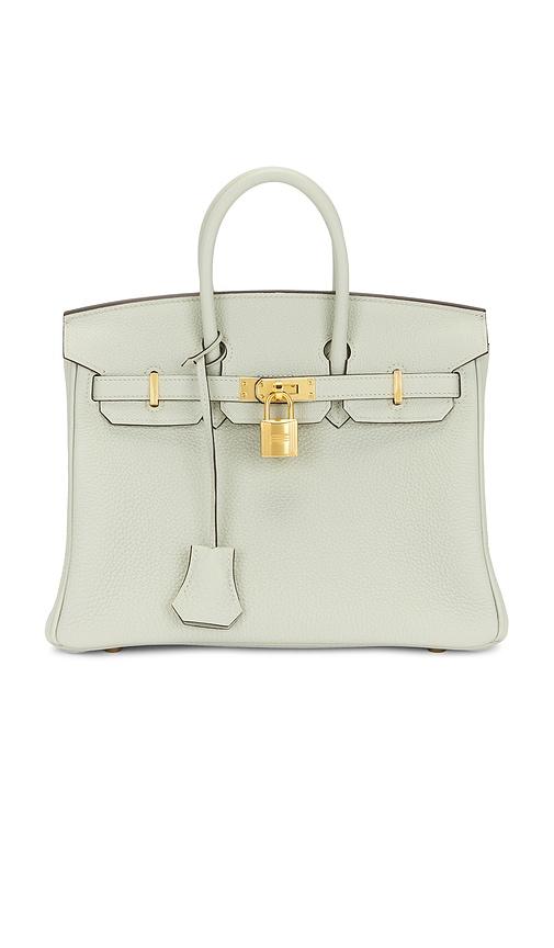 fwrd renew hermes clemence birkin 25 handbag in mint.