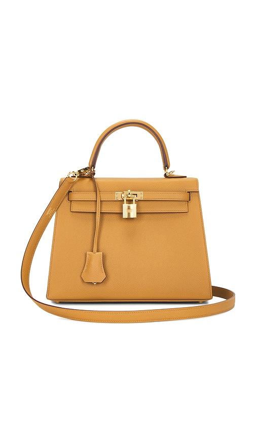 fwrd renew hermes epsom kelly 25 handbag in tan.