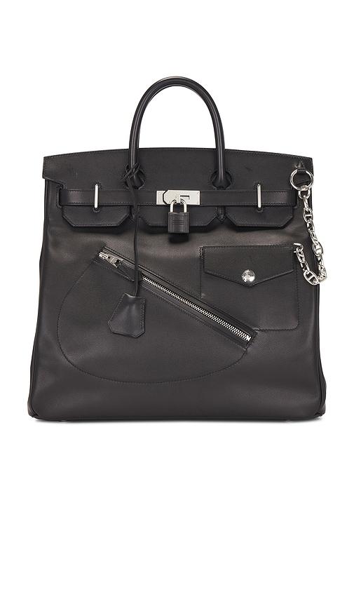fwrd renew hermes limited edition evergrain haut a courroies rock birkin 40 handbag in black.