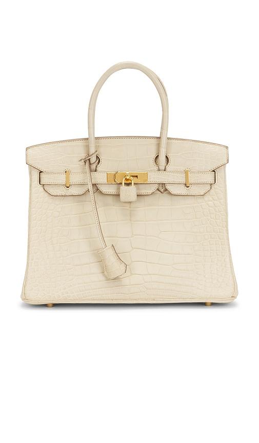 fwrd renew hermes matte alligator birkin 30 handbag in cream.