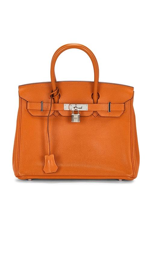 fwrd renew hermes taurillon clemence birkin 30 handbag in orange.
