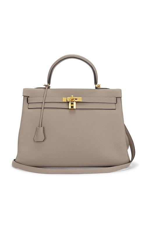 fwrd renew hermes togo kelly 35 retourne handbag in tan.