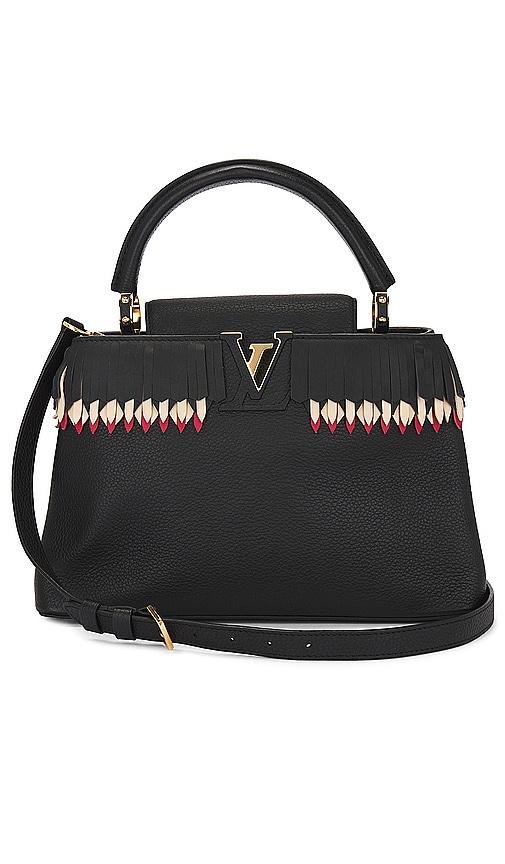 fwrd renew louis vuitton capucines pm handbag in black.