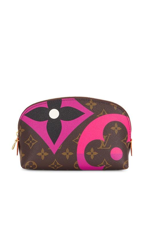 fwrd renew louis vuitton monogram game on cosmetic pouch in brown.