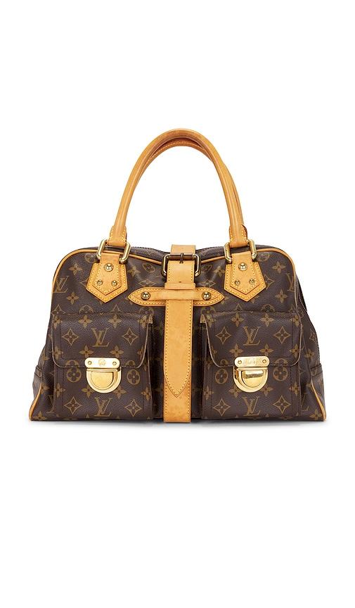 fwrd renew louis vuitton monogram manhattan gm handbag in brown.