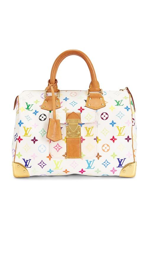 fwrd renew louis vuitton monogram speedy 30 handbag in white.