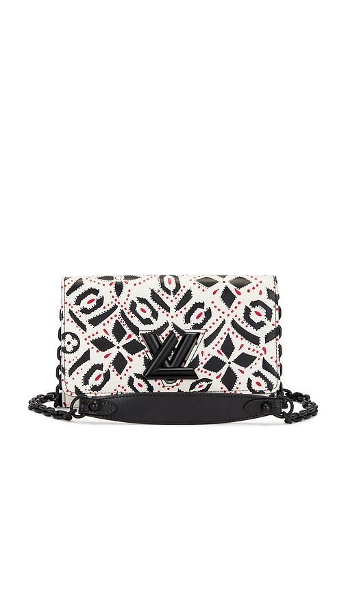 fwrd renew louis vuitton portefeuille twisted wallet on chain in white.
