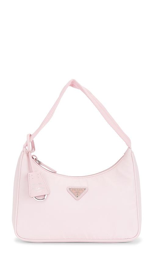 fwrd renew prada mini re-edition 2000 re-nylon shoulder bag in pink.