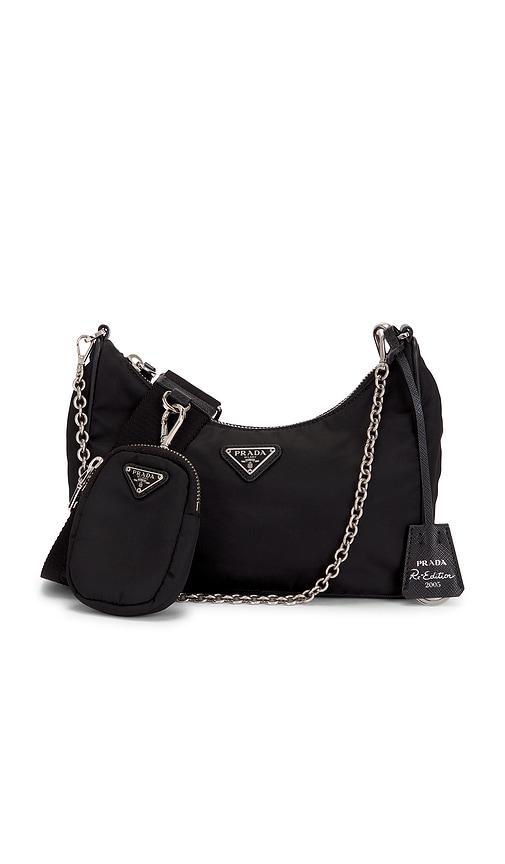 fwrd renew prada re-edition 2005 re-nylon shoulder bag in black.