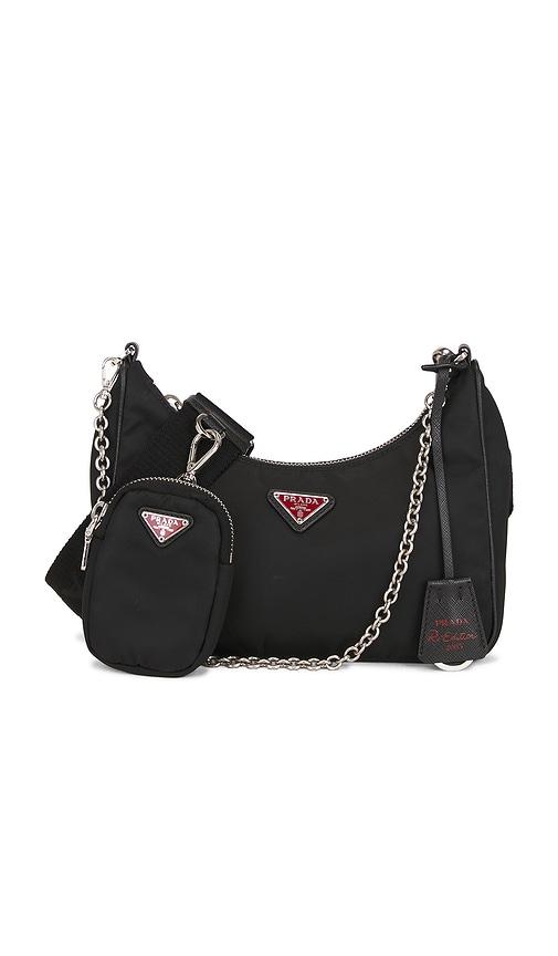 fwrd renew prada re-edition 2005 re-nylon shoulder bag in black.