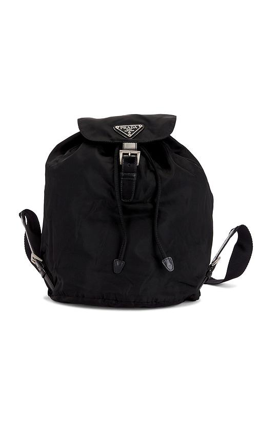 fwrd renew prada tessuto backpack in black.